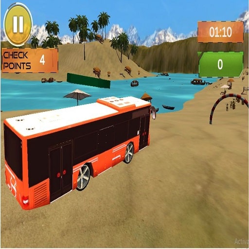 beach bus driving water surface bus game