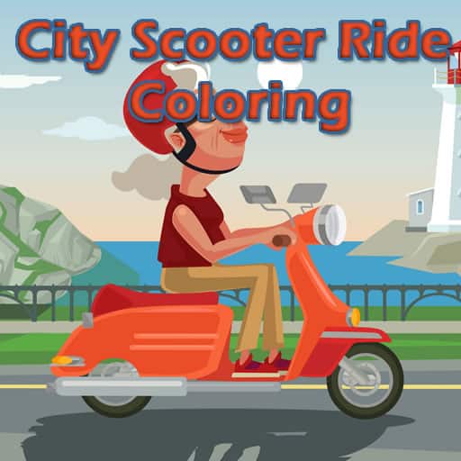 city scooter ride coloring