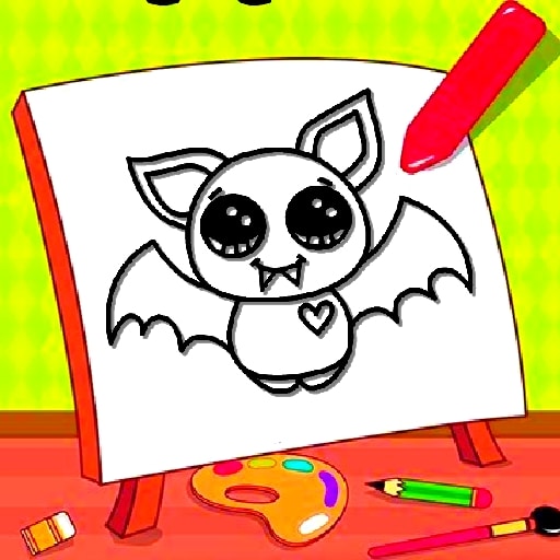 easy kids coloring bat