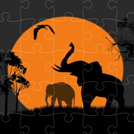 elephant silhouette jigsaw