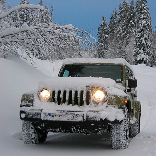 offroad snow jeep passenger mountain uphill driving